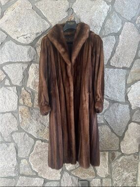 Classic Brown Full-Length Fur Coat -